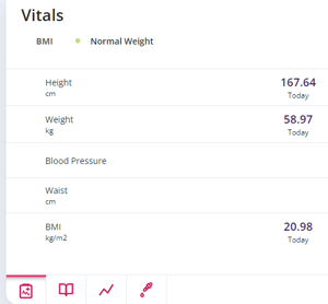 The image displays the Vitals tile.