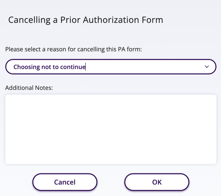 Cancelling a Prior Authorization Form