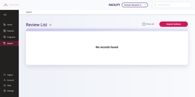 A screenshot with the option to 'Import Actions' and upload a CSV file.