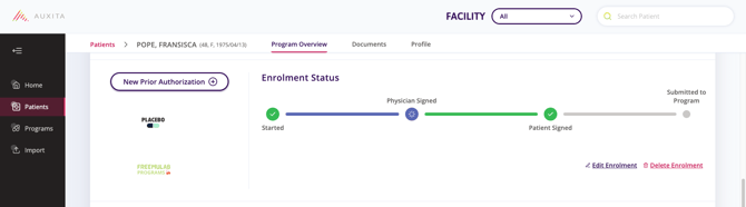 Registration status page where registration steps are displayed.