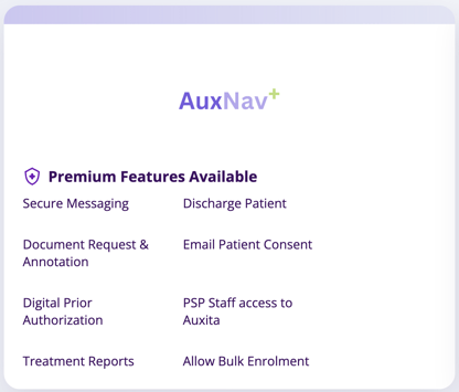 Screenshot of the Premium Features Available in Auxita