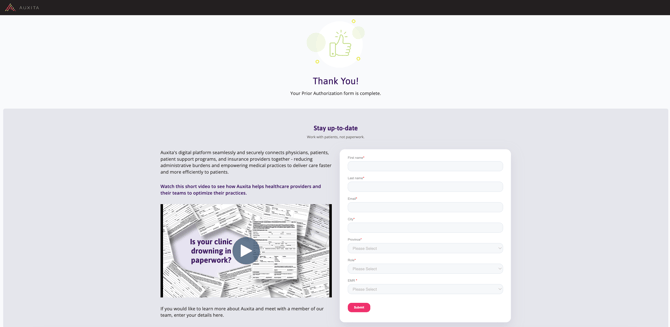 Image of thank you message.