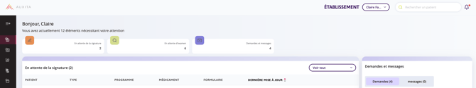 Une capture d'écran de la page d'accueil où le centre de notification se trouve dans le coin supérieur droit.