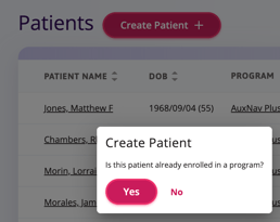Is the patient already enrolled in a program displays here