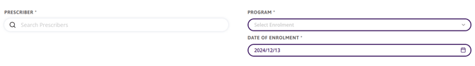 Drop down to select a provider and program is displayed here