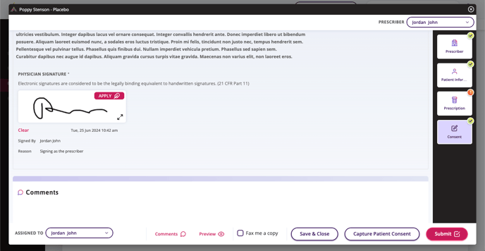 The image shows the signature box with the arrows available to expand the box.