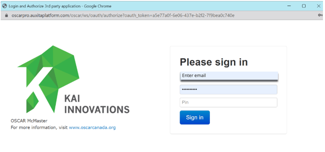 A login screen shown when prompted from the Auxita platform to sign in to Well Health 