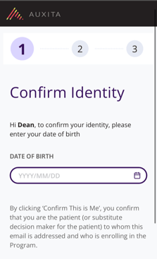 Confirm identity screen is shown here