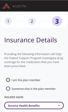 Insurance details screen is shown here