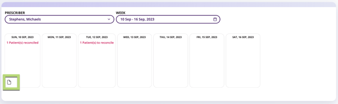 A reconcilation report icon will appear when a report has been generated and sent to the pharmacy
