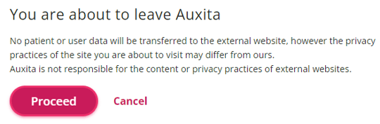 Message you are about to leave Auxita