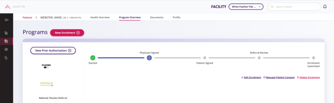 Program Overview page displaying enrolment progress.