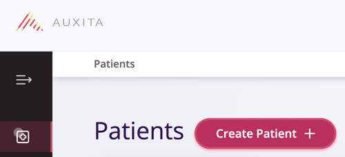   Screen Shot of the Create Patient button from the Patients screen. 