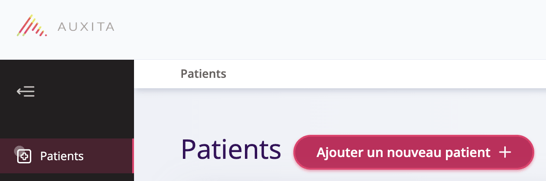 Capture d'écran du bouton Créer un patient dans l'écran Patients. 