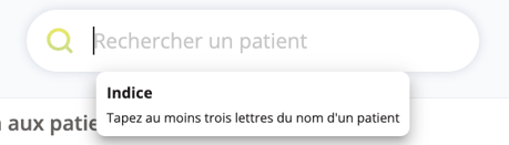 Barre de recherche pour rechercher des patients