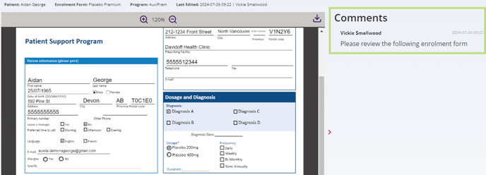 Comments remain visible after a form has been submitted.