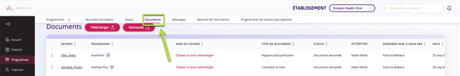 Depuis la section Programmes, vous pouvez accéder à la section Documents.