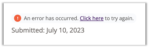 Sceenshot of the warning message indication when the form was submited with the option to "Cick here" in order to resubmit the enrolment form